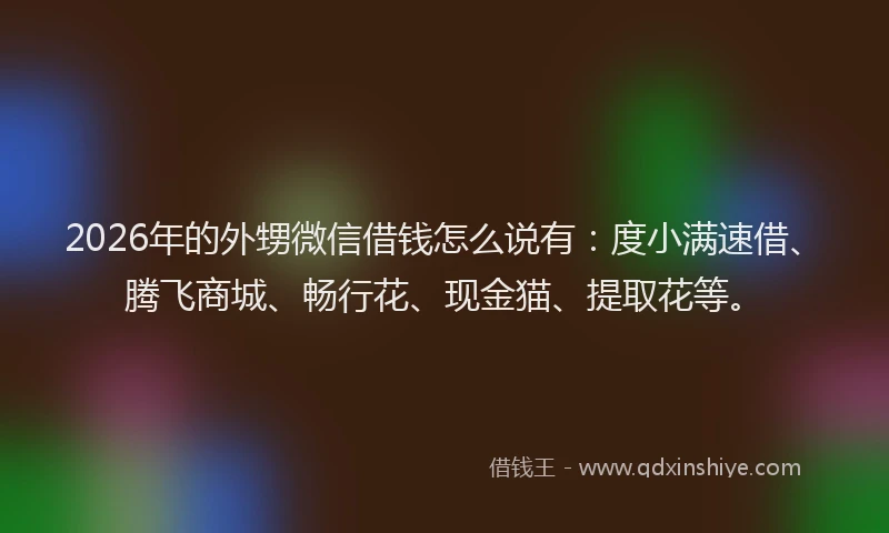 2026年的外甥微信借钱怎么说有：度小满速借、腾飞商城、畅行花、现金猫、提取花等。