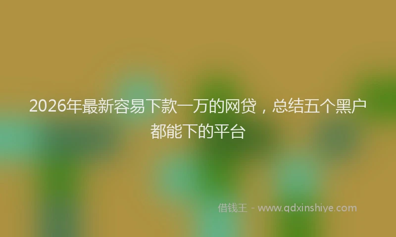 2026年最新容易下款一万的网贷，总结五个黑户都能下的平台