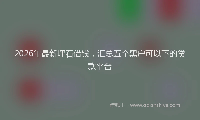 2026年最新坪石借钱,汇总五个黑户可以下的贷款平台