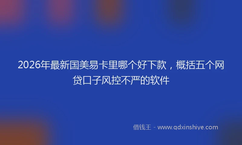 2026年最新国美易卡里哪个好下款，概括五个网贷口子风控不严的软件