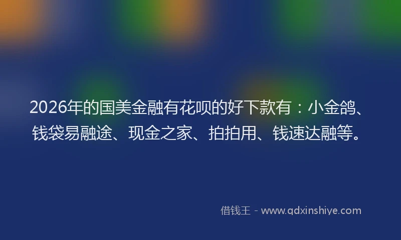 2026年的国美金融有花呗的好下款有：小金鸽、钱袋易融途、现金之家、拍拍用、钱速达融等。
