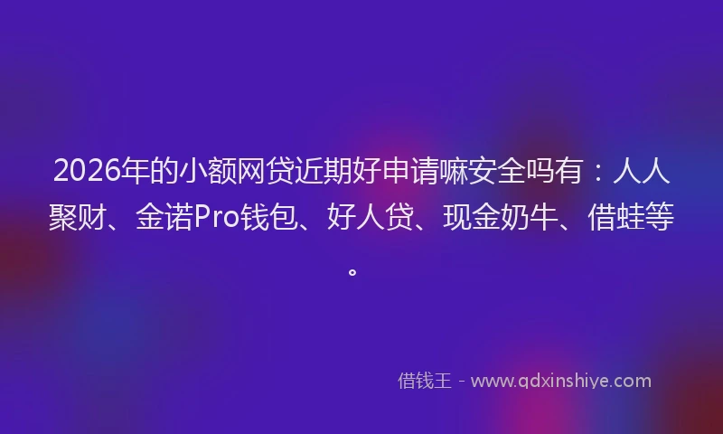 2026年的小额网贷近期好申请嘛安全吗有：人人聚财、金诺Pro钱包、好人贷、现金奶牛、借蛙等。
