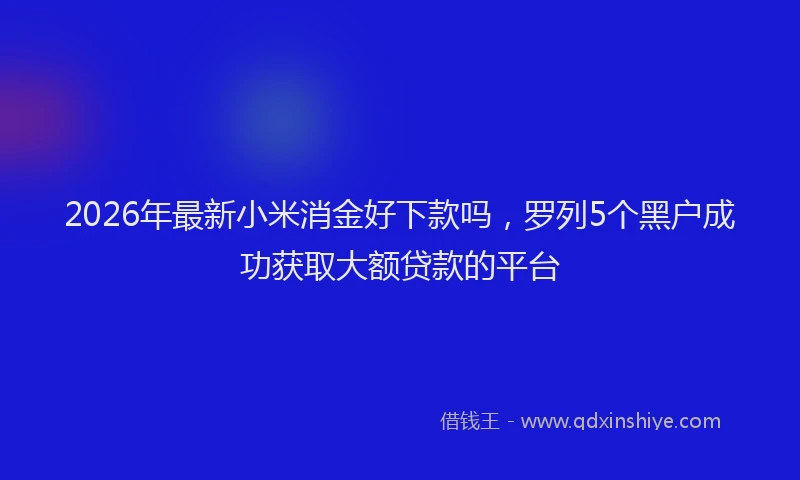 2026年最新小米消金好下款吗，罗列5个黑户成功获取大额贷款的平台