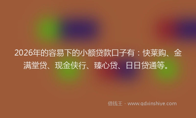 2026年的容易下的小额贷款口子有：快莱购、金满堂贷、现金侠行、臻心贷、日日贷通等。