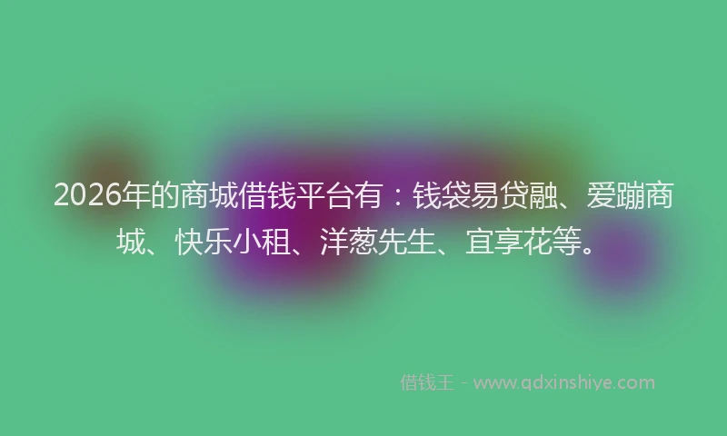 2026年的商城借钱平台有:钱袋易贷融、爱蹦商城、快乐小租、洋葱先生、宜享花等。