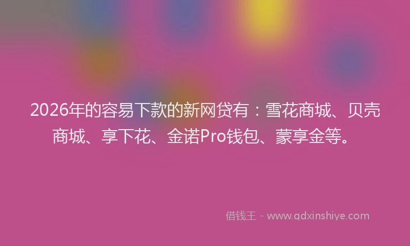 2026年的容易下款的新网贷有：雪花商城、贝壳商城、享下花、金诺Pro钱包、蒙享金等。