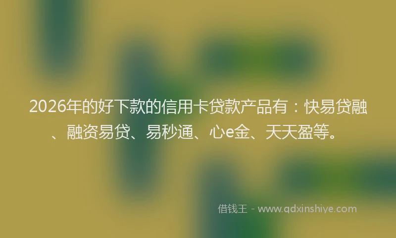 2026年的好下款的信用卡贷款产品有：快易贷融、融资易贷、易秒通、心e金、天天盈等。
