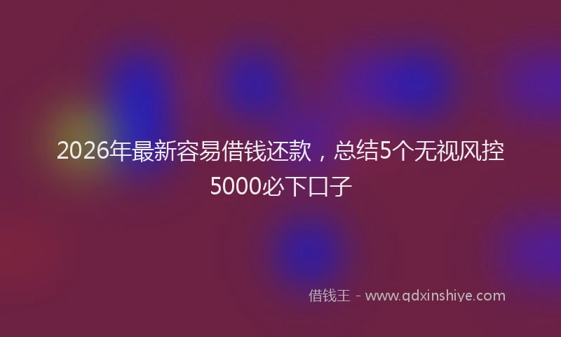 2026年最新容易借钱还款，总结5个无视风控5000必下口子