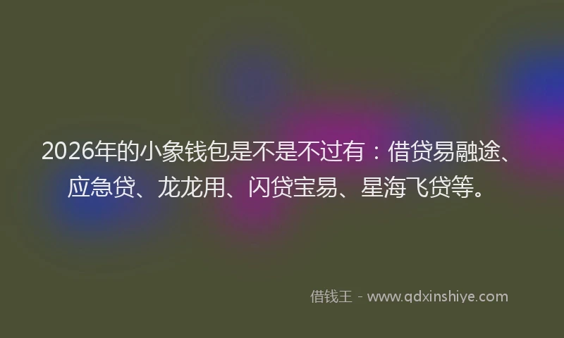 2026年的小象钱包是不是不过有：借贷易融途、应急贷、龙龙用、闪贷宝易、星海飞贷等。