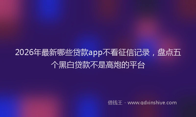 2026年最新哪些贷款app不看征信记录，盘点五个黑白贷款不是高炮的平台
