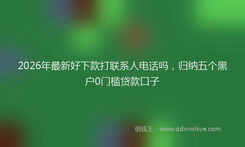 2026年最新好下款打联系人电话吗，归纳五个黑户0门槛贷款口子