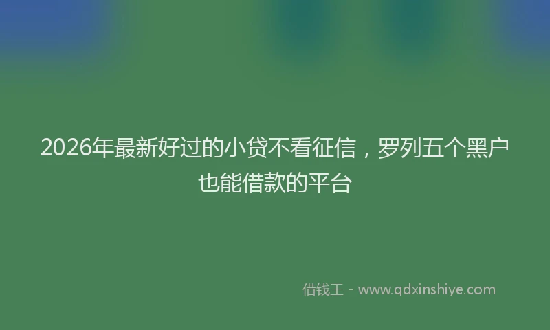 2026年最新好过的小贷不看征信，罗列五个黑户也能借款的平台