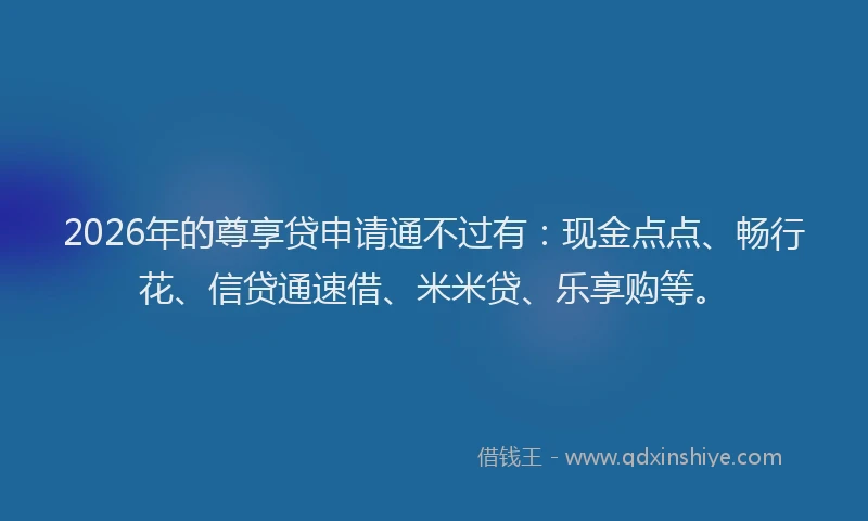 2026年的尊享贷申请通不过有：现金点点、畅行花、信贷通速借、米米贷、乐享购等。