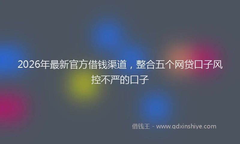 2026年最新官方借钱渠道，整合五个网贷口子风控不严的口子