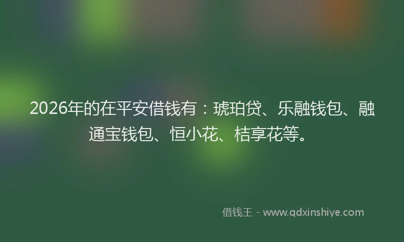 2026年的在平安借钱有：琥珀贷、乐融钱包、融通宝钱包、恒小花、桔享花等。