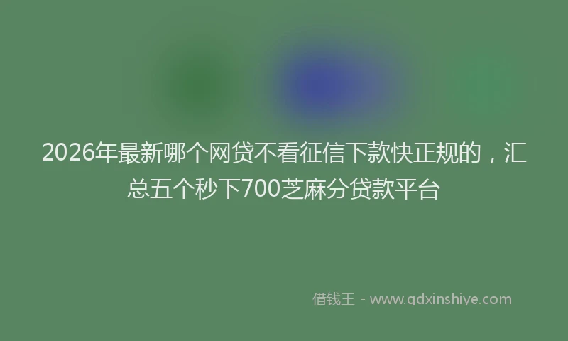 2026年最新哪个网贷不看征信下款快正规的，汇总五个秒下700芝麻分贷款平台