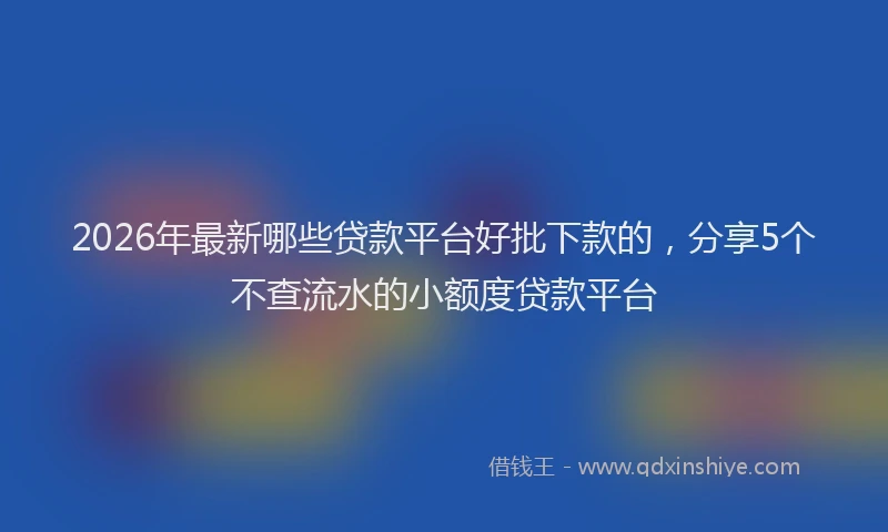 2026年最新哪些贷款平台好批下款的，分享5个不查流水的小额度贷款平台