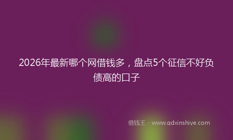 2026年最新哪个网借钱多，盘点5个征信不好负债高的口子
