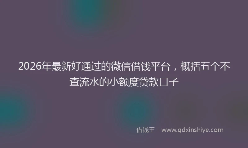 2026年最新好通过的微信借钱平台，概括五个不查流水的小额度贷款口子