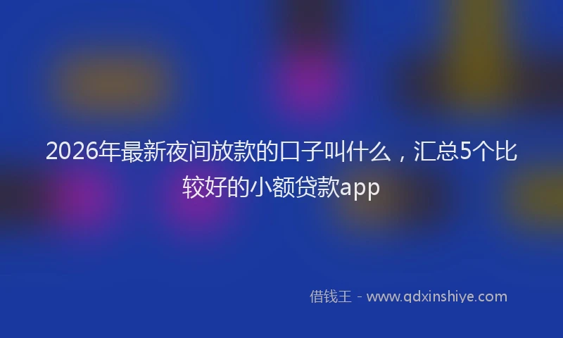 2026年最新夜间放款的口子叫什么，汇总5个比较好的小额贷款app