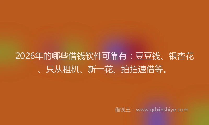 2026年的哪些借钱软件可靠有:豆豆钱、银杏花、只从租机、新一花、拍拍速借等。