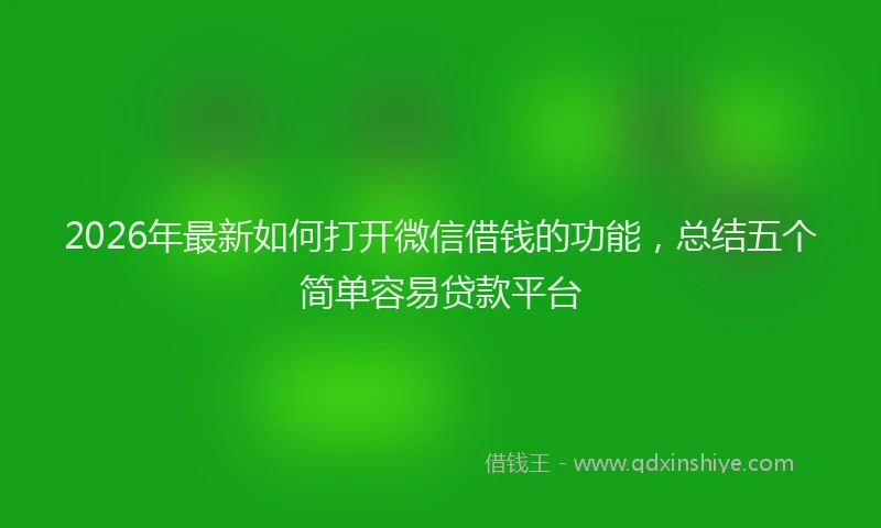 2026年最新如何打开微信借钱的功能，总结五个简单容易贷款平台
