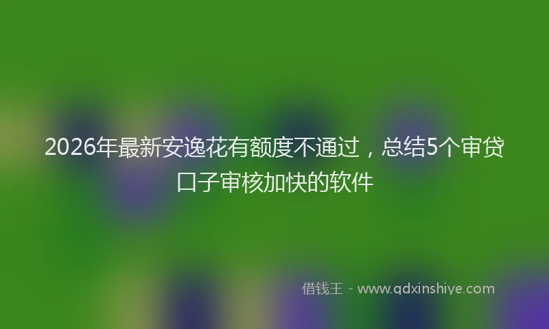 2026年最新安逸花有额度不通过，总结5个审贷口子审核加快的软件