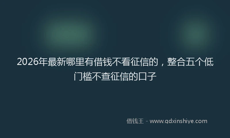 2026年最新哪里有借钱不看征信的，整合五个低门槛不查征信的口子