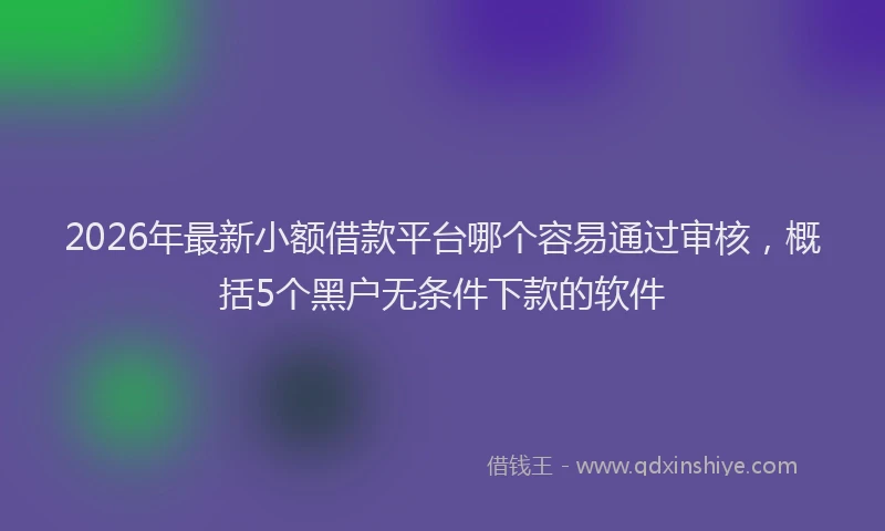 2026年最新小额借款平台哪个容易通过审核，概括5个黑户无条件下款的软件