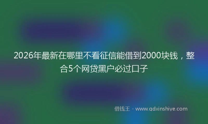 2026年最新在哪里不看征信能借到2000块钱,整合5个网贷黑户必过口子