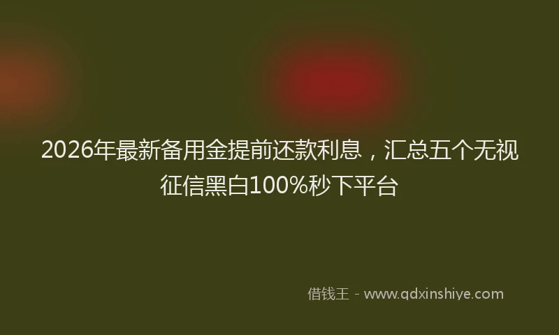 2026年最新备用金提前还款利息，汇总五个无视征信黑白100%秒下平台