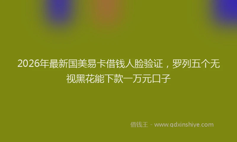 2026年最新国美易卡借钱人脸验证，罗列五个无视黑花能下款一万元口子