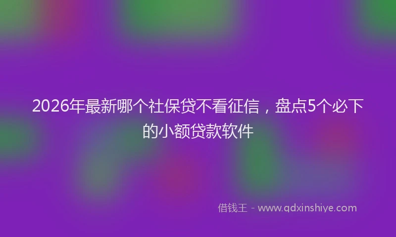 2026年最新哪个社保贷不看征信，盘点5个必下的小额贷款软件