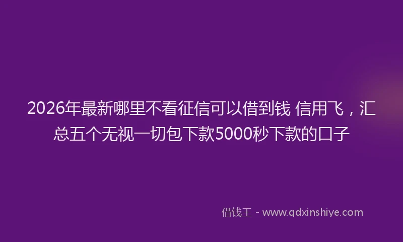 2026年最新哪里不看征信可以借到钱 信用飞，汇总五个无视一切包下款5000秒下款的口子