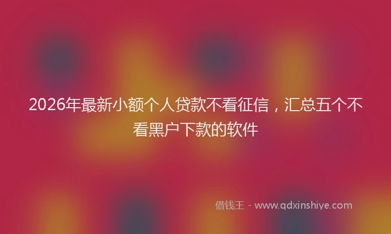 2026年最新小额个人贷款不看征信，汇总五个不看黑户下款的软件