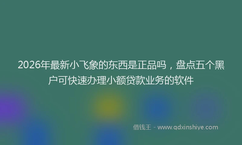 2026年最新小飞象的东西是正品吗，盘点五个黑户可快速办理小额贷款业务的软件