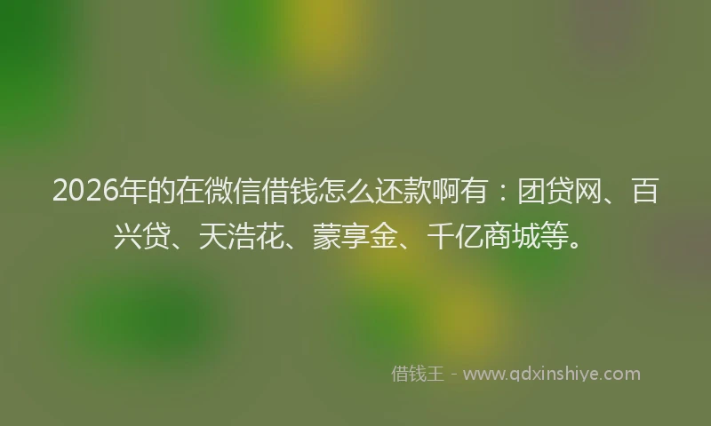 2026年的在微信借钱怎么还款啊有：团贷网、百兴贷、天浩花、蒙享金、千亿商城等。
