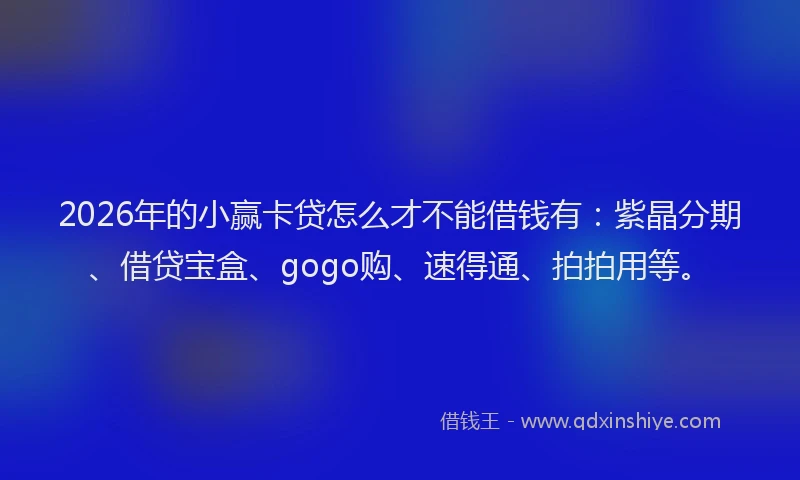 2026年的小赢卡贷怎么才不能借钱有：紫晶分期、借贷宝盒、gogo购、速得通、拍拍用等。