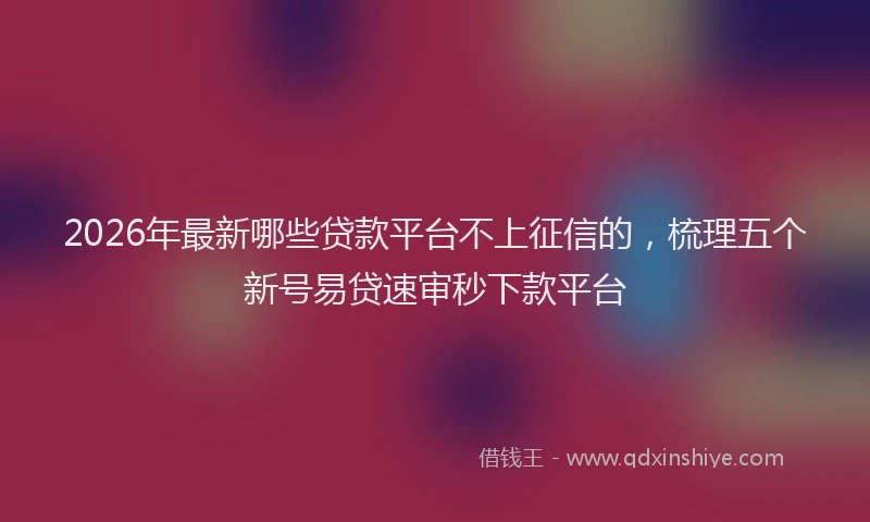 2026年最新哪些贷款平台不上征信的,梳理五个新号易贷速审秒下款平台