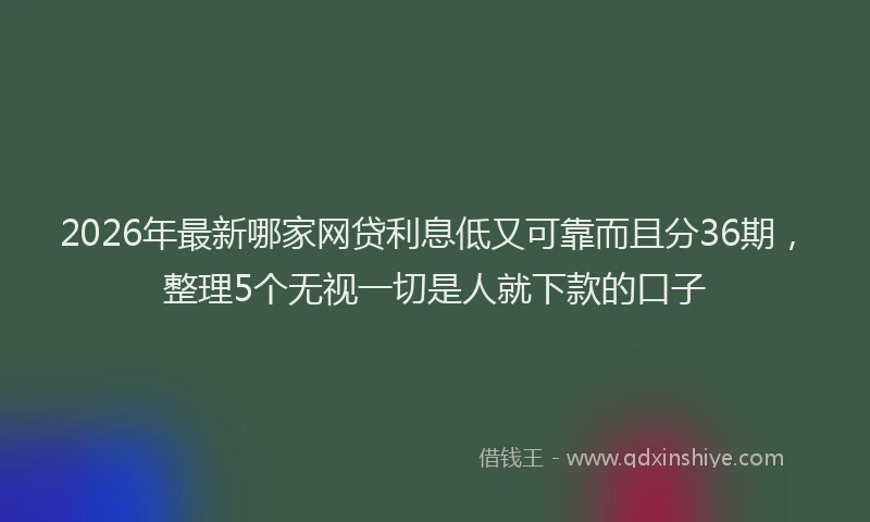 2026年最新哪家网贷利息低又可靠而且分36期，整理5个无视一切是人就下款的口子