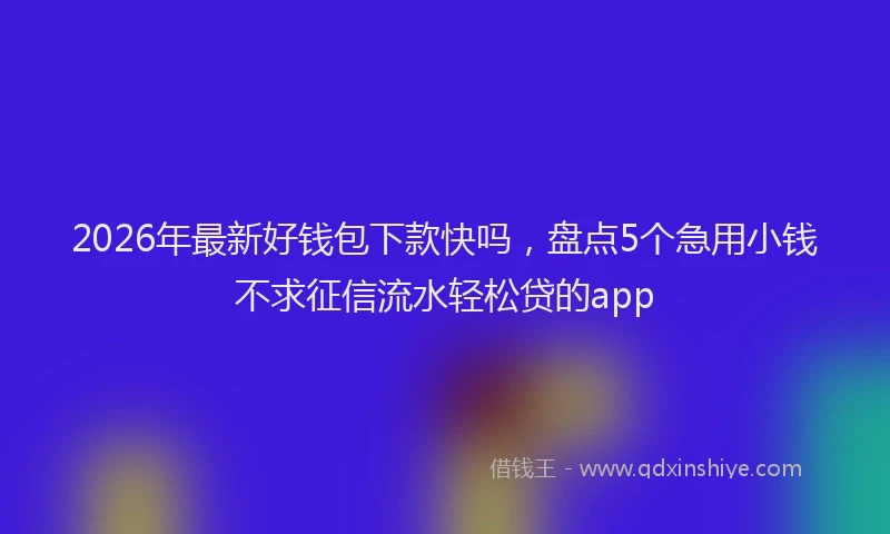 2026年最新好钱包下款快吗，盘点5个急用小钱不求征信流水轻松贷的app
