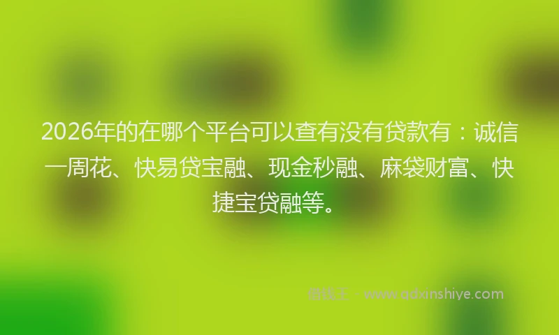 2026年的在哪个平台可以查有没有贷款有:诚信一周花、快易贷宝融、现金秒融、麻袋财富、快捷宝贷融等。