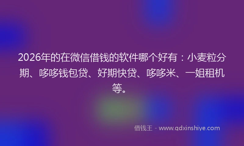 2026年的在微信借钱的软件哪个好有：小麦粒分期、哆哆钱包贷、好期快贷、哆哆米、一姐租机等。