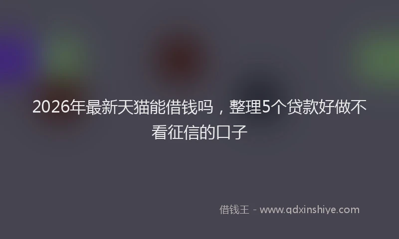 2026年最新天猫能借钱吗，整理5个贷款好做不看征信的口子