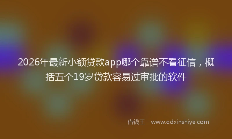 2026年最新小额贷款app哪个靠谱不看征信，概括五个19岁贷款容易过审批的软件