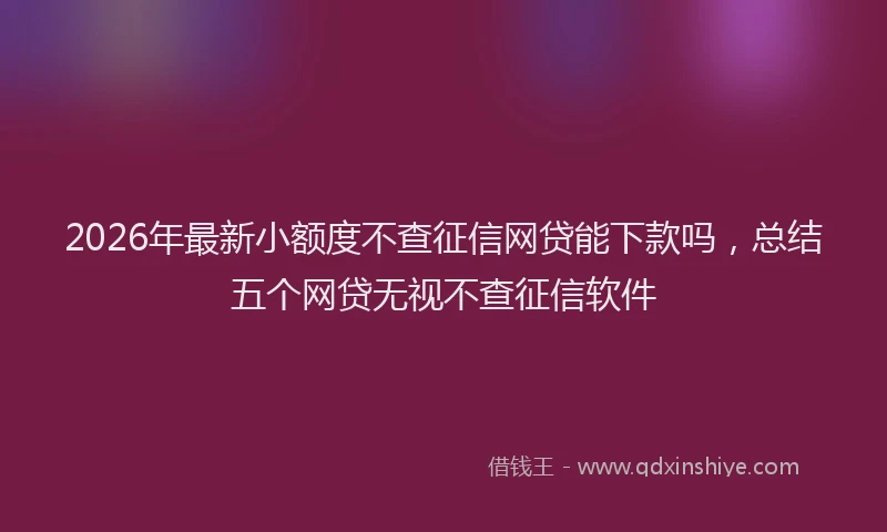 2026年最新小额度不查征信网贷能下款吗，总结五个网贷无视不查征信软件