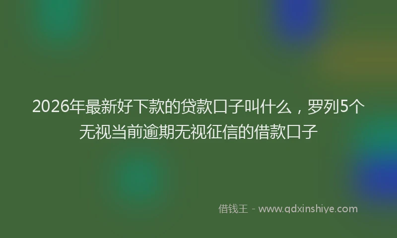 2026年最新好下款的贷款口子叫什么，罗列5个无视当前逾期无视征信的借款口子