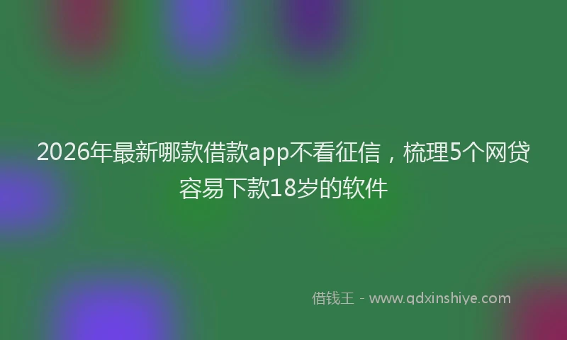 2026年最新哪款借款app不看征信，梳理5个网贷容易下款18岁的软件