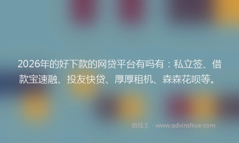 2026年的好下款的网贷平台有吗有：私立签、借款宝速融、投友快贷、厚厚租机、森森花呗等。