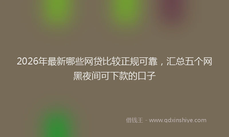 2026年最新哪些网贷比较正规可靠，汇总五个网黑夜间可下款的口子